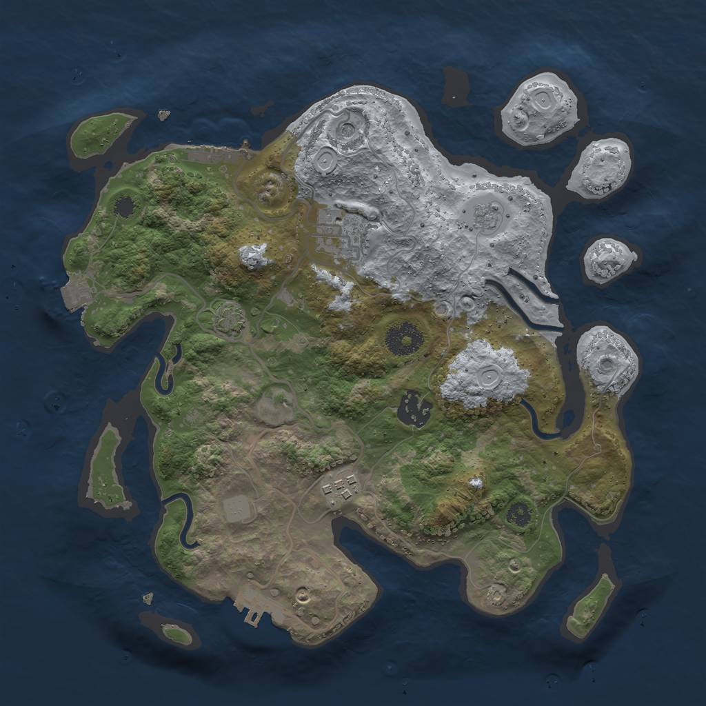 Rust Map: Procedural Map, Size: 3000, Seed: 497892239, 11 Monuments