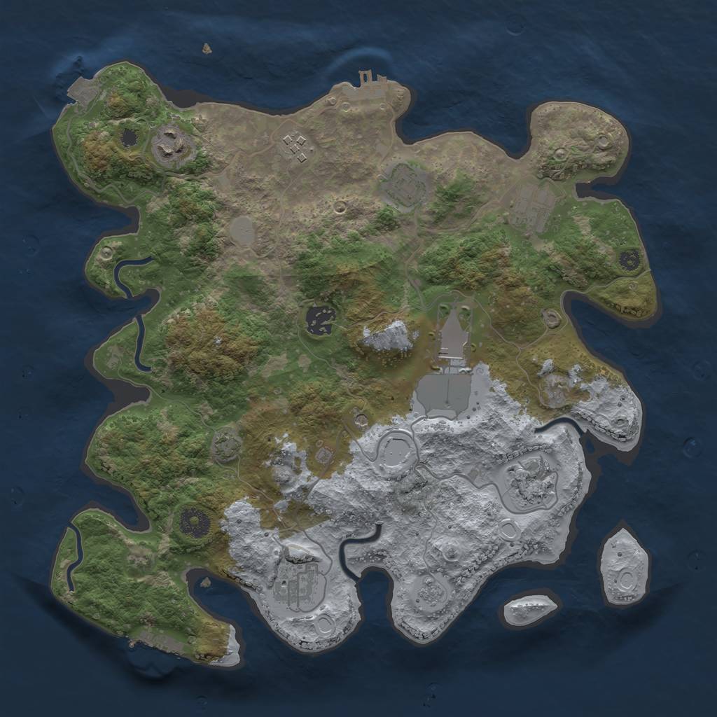Rust Map: Procedural Map, Size: 3500, Seed: 933974400, 16 Monuments