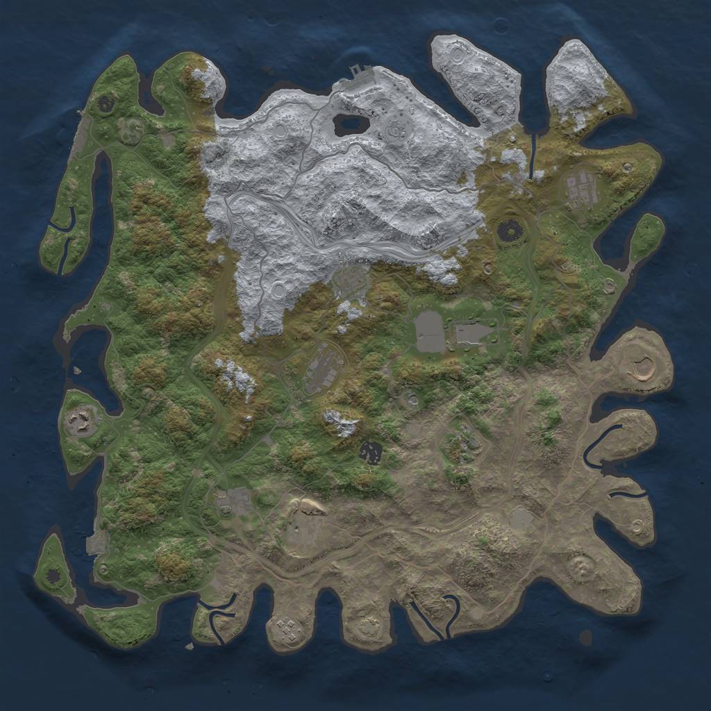 Rust Map: Procedural Map, Size: 4500, Seed: 1134537525, 19 Monuments