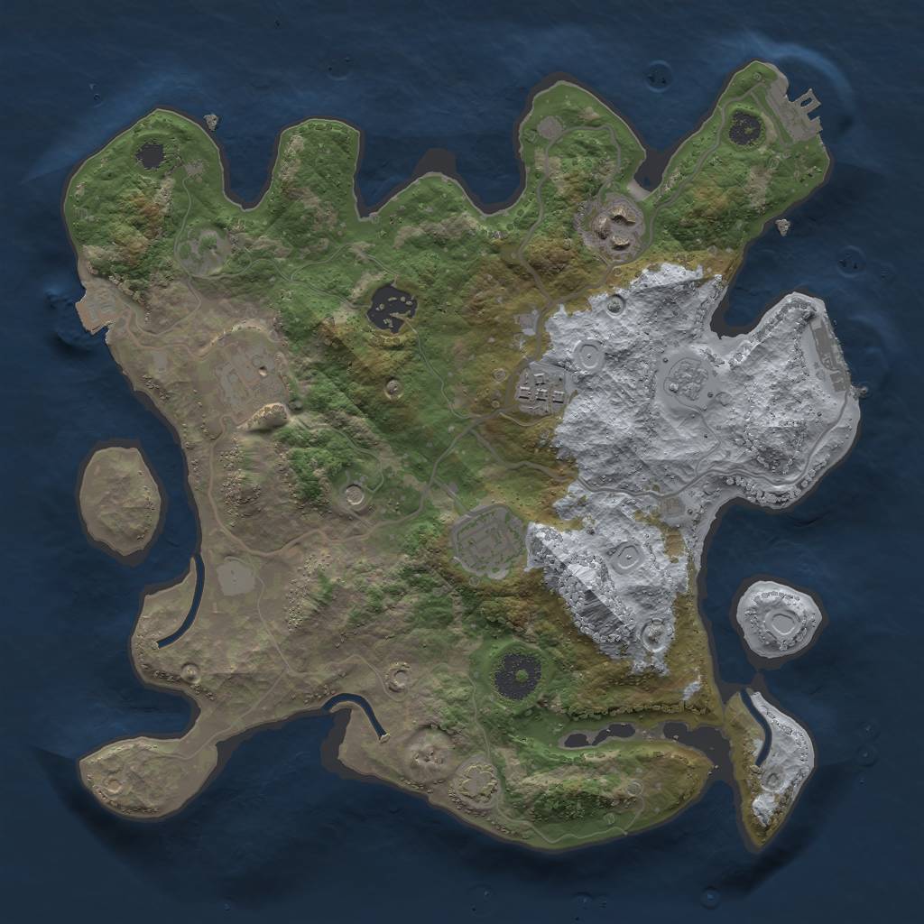 Rust Map: Procedural Map, Size: 3000, Seed: 1494691977, 13 Monuments