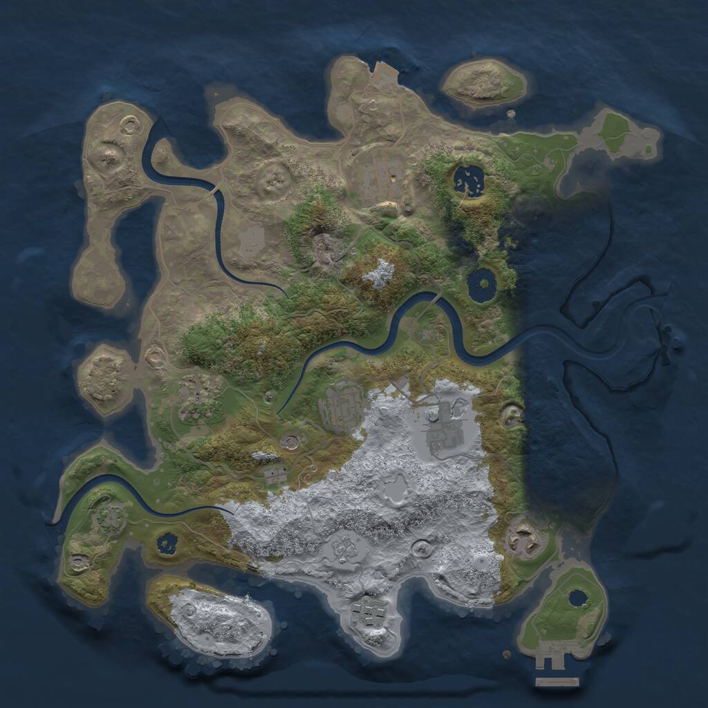 Rust Map: Procedural Map, Size: 3300, Seed: 1373146928, 12 Monuments