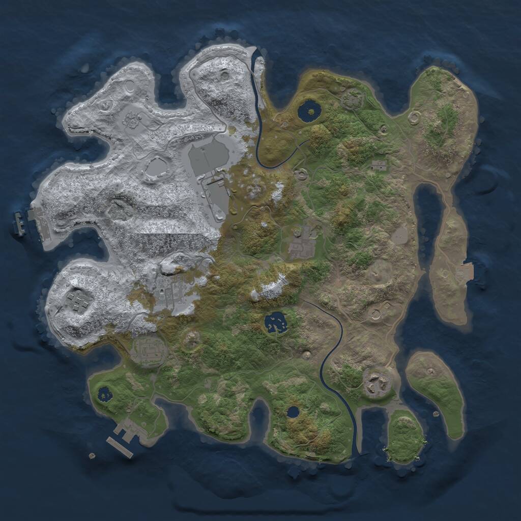 Rust Map: Procedural Map, Size: 3500, Seed: 23748, 13 Monuments