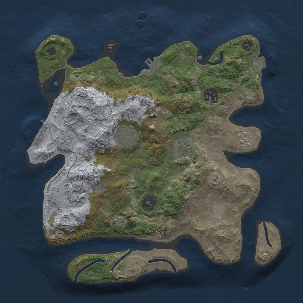 Rust Map: Procedural Map, Size: 3000, Seed: 1141273255, 13 Monuments