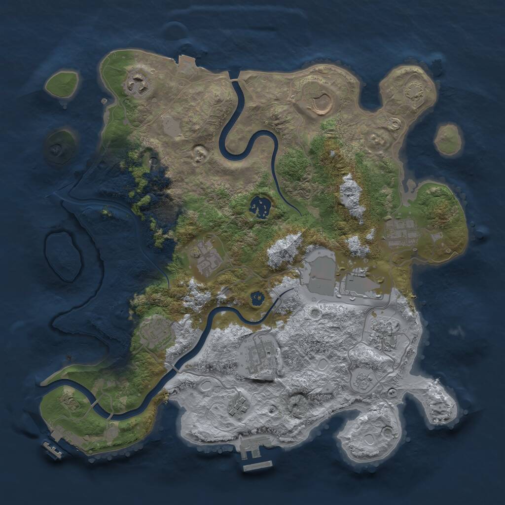 Rust Map: Procedural Map, Size: 3500, Seed: 939895521, 16 Monuments