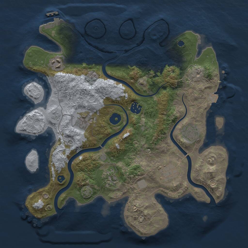 Rust Map: Procedural Map, Size: 3300, Seed: 665335340, 12 Monuments