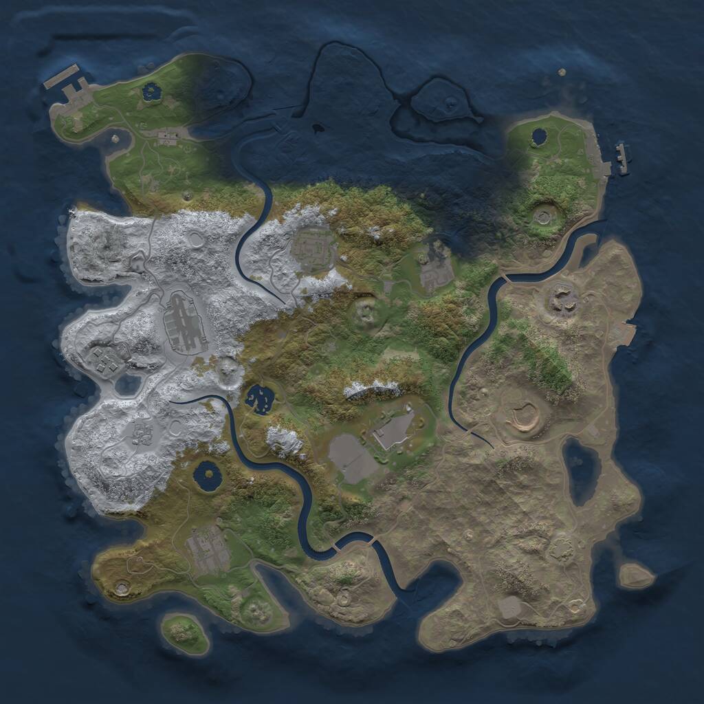 Rust Map: Procedural Map, Size: 3700, Seed: 2135981604, 15 Monuments