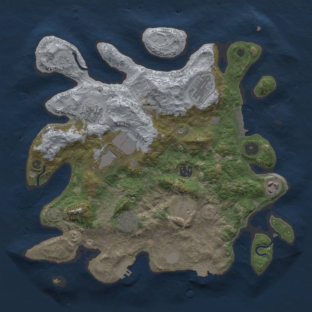 Rust Map: Procedural Map, Size: 3500, Seed: 1028244656, 15 Monuments