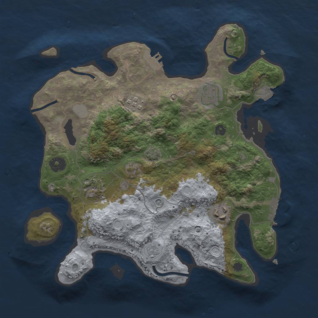 Rust Map: Procedural Map, Size: 3000, Seed: 33607736, 12 Monuments