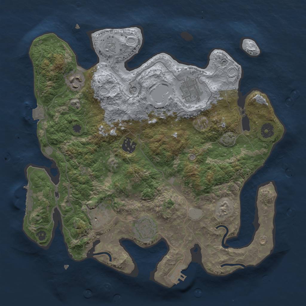 Rust Map: Procedural Map, Size: 3200, Seed: 838058372, 13 Monuments