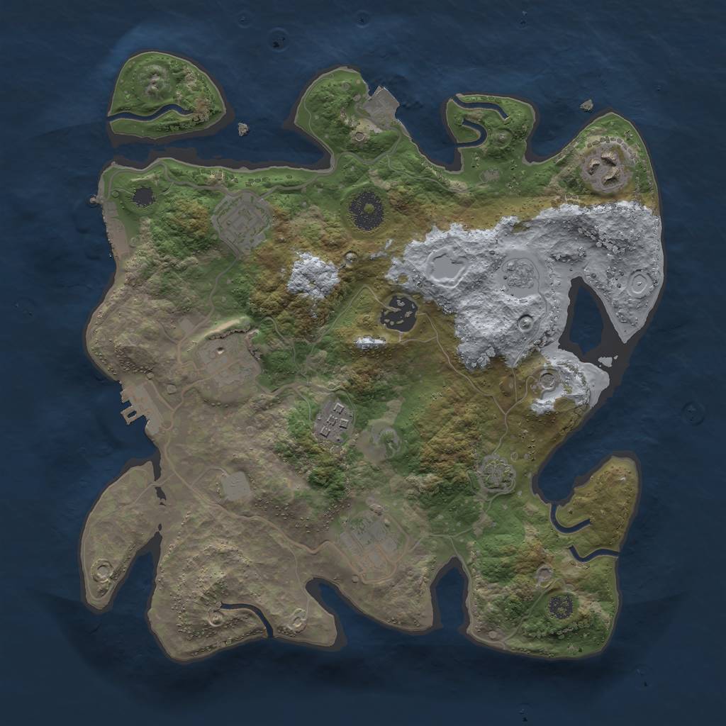Rust Map: Procedural Map, Size: 3000, Seed: 12708, 14 Monuments