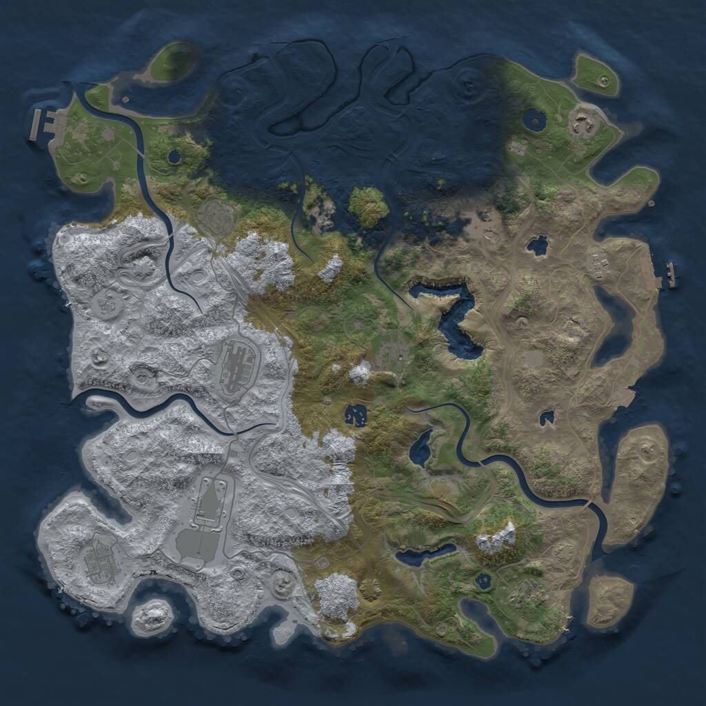 Rust Map: Procedural Map, Size: 4500, Seed: 194010, 16 Monuments