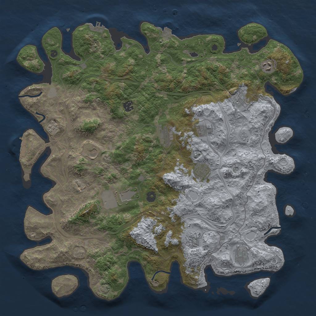 Rust Map: Procedural Map, Size: 4500, Seed: 1087672494, 19 Monuments