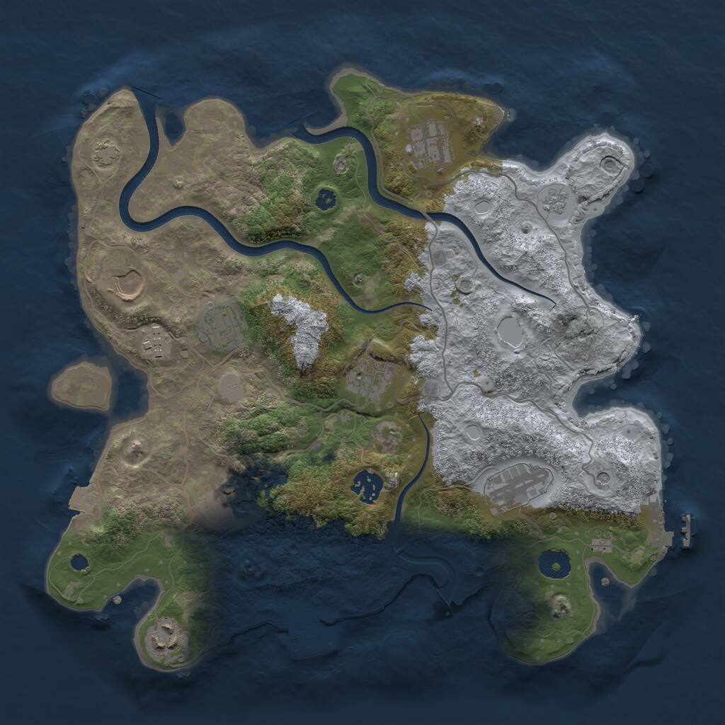 Rust Map: Procedural Map, Size: 3500, Seed: 719174333, 15 Monuments