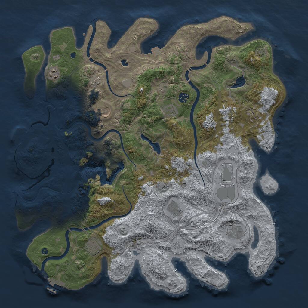 Rust Map: Procedural Map, Size: 4500, Seed: 1015546637, 16 Monuments