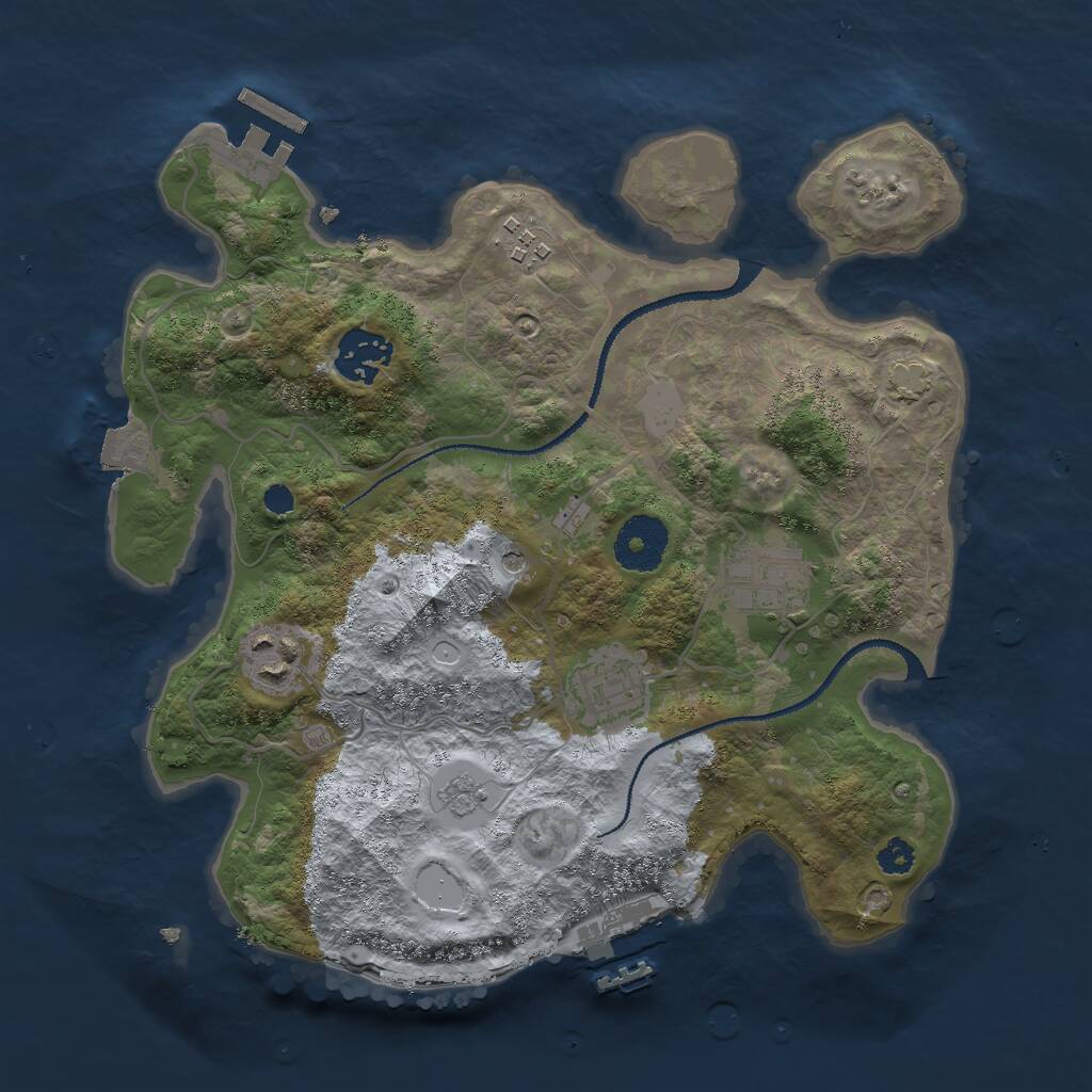 Rust Map: Procedural Map, Size: 3000, Seed: 1917642838, 11 Monuments