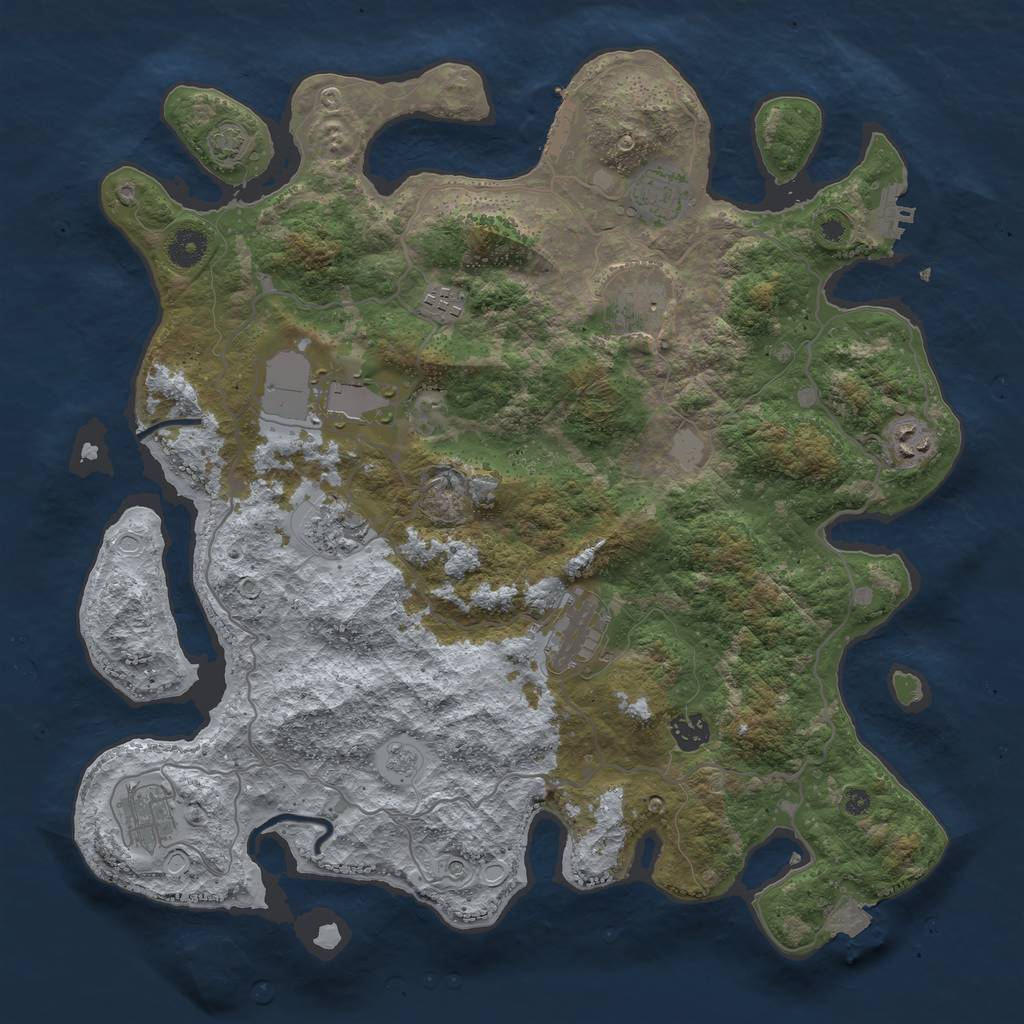 Rust Map: Procedural Map, Size: 4000, Seed: 2141234631, 17 Monuments