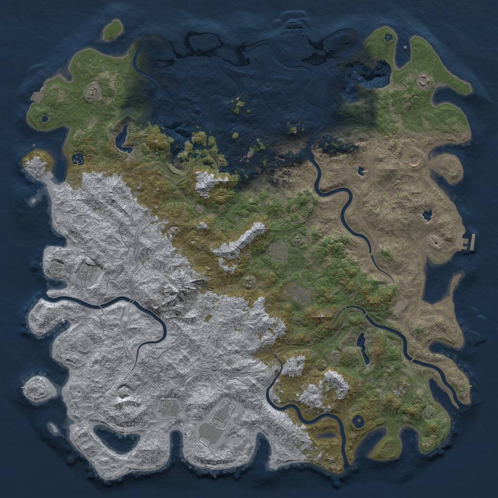 Rust Map: Procedural Map, Size: 6000, Seed: 105844346, 17 Monuments