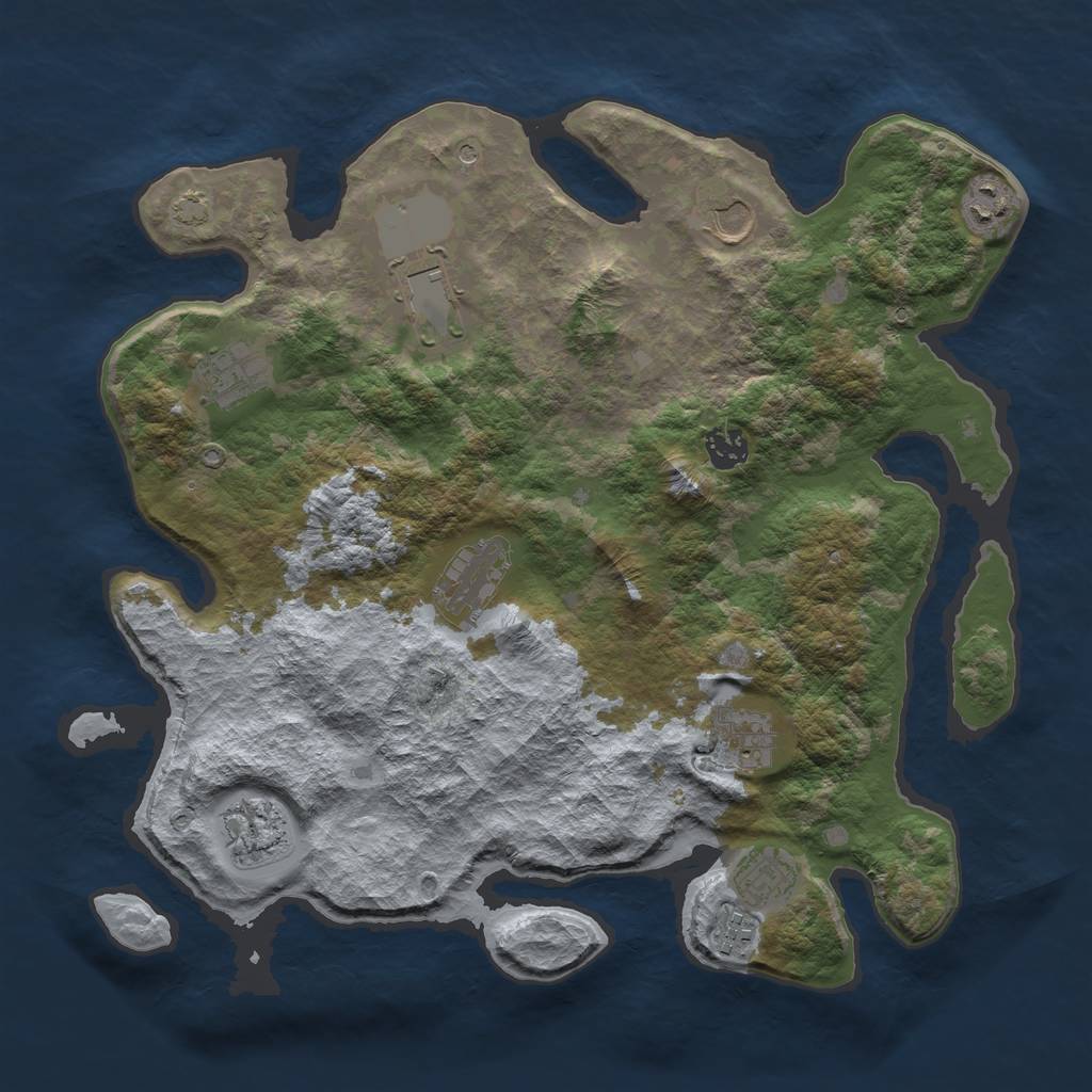 Rust Map: Barren, Size: 3800, Seed: 1219146250, 14 Monuments