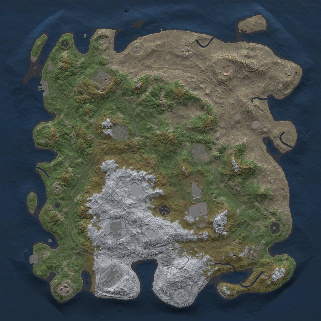 Rust Map: Procedural Map, Size: 4500, Seed: 513077040, 19 Monuments