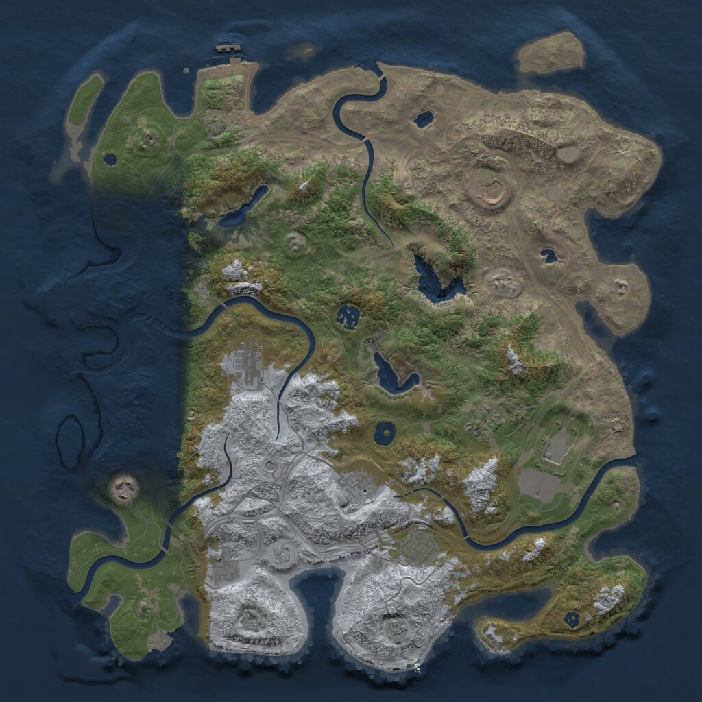 Rust Map: Procedural Map, Size: 4500, Seed: 513077040, 16 Monuments