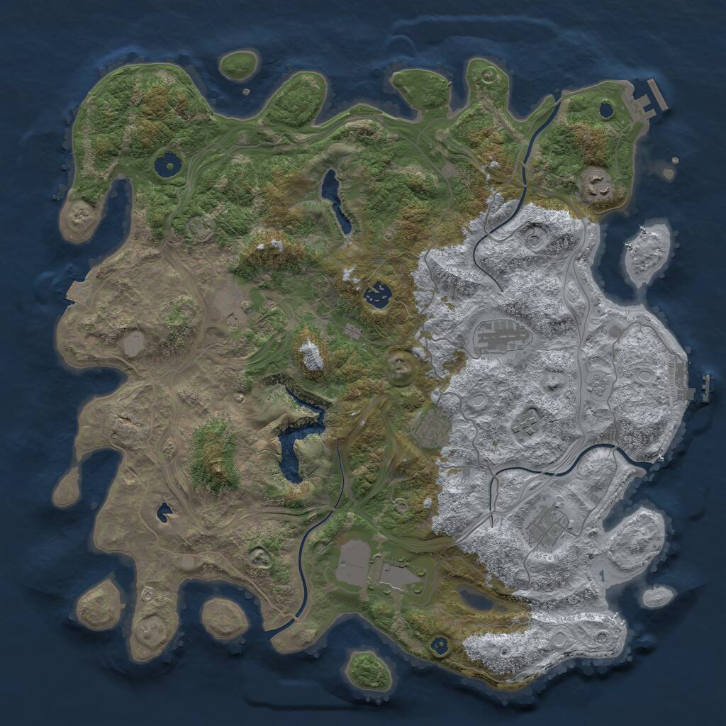 Rust Map: Procedural Map, Size: 4250, Seed: 448295217, 14 Monuments
