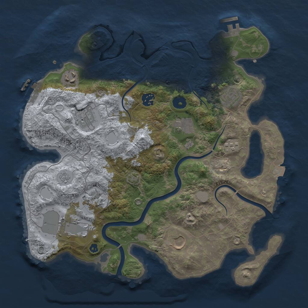 Rust Map: Procedural Map, Size: 3500, Seed: 2001174548, 15 Monuments