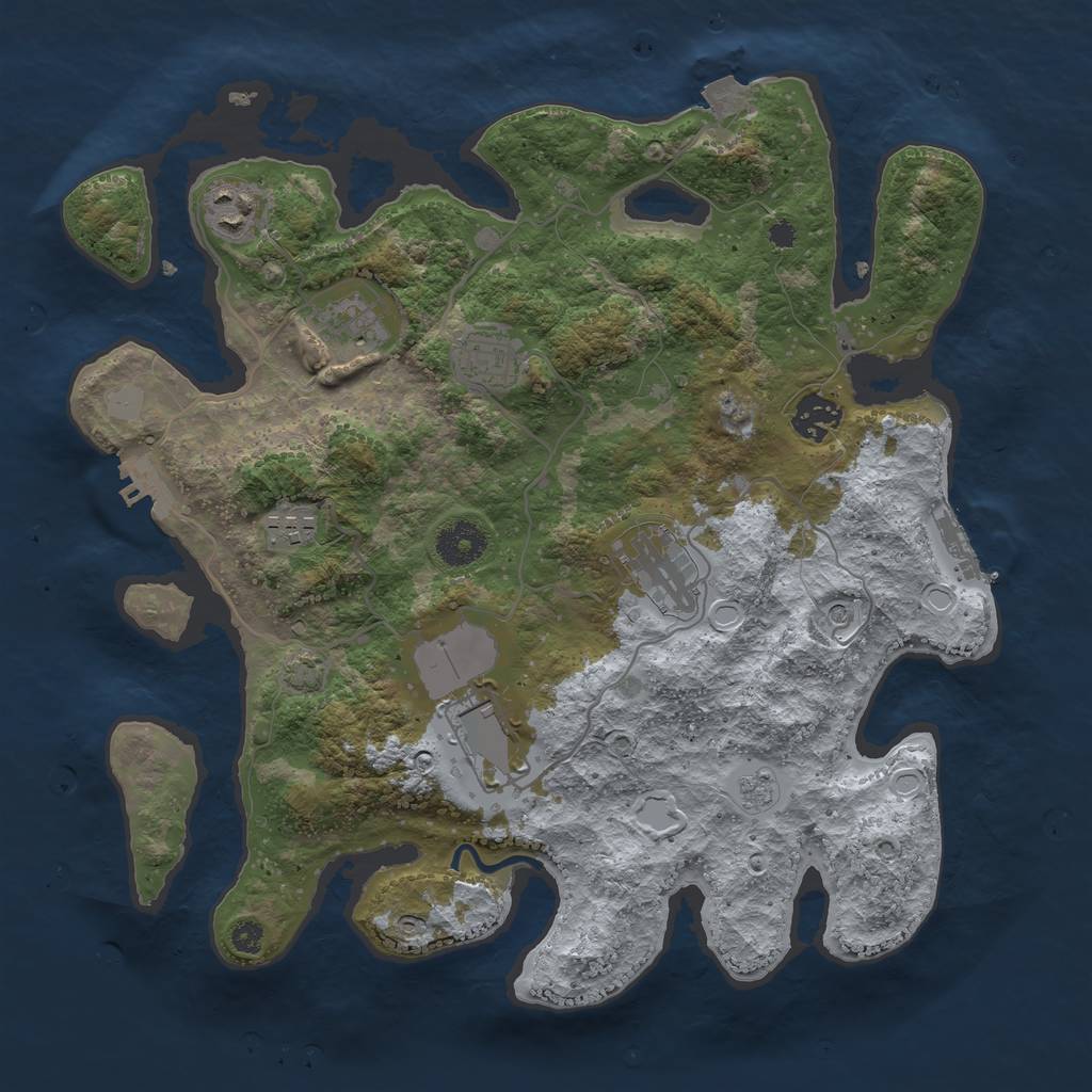 Rust Map: Procedural Map, Size: 3500, Seed: 368183, 15 Monuments