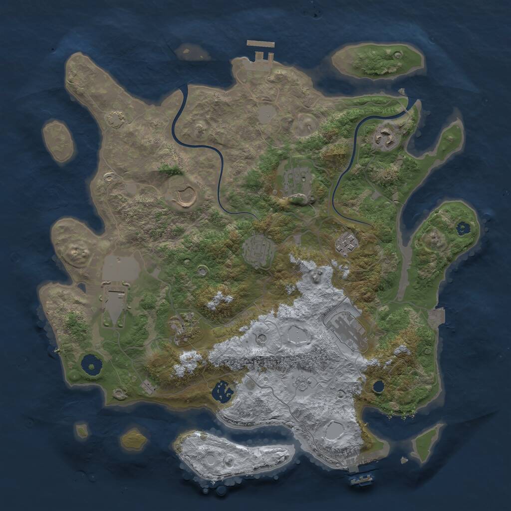 Rust Map: Procedural Map, Size: 3700, Seed: 160318229, 15 Monuments