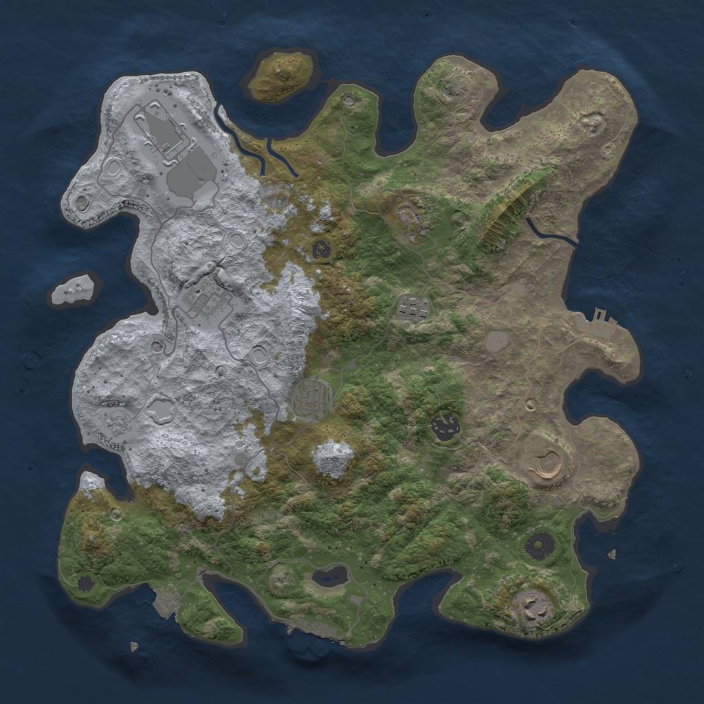 Rust Map: Procedural Map, Size: 3750, Seed: 585945, 16 Monuments