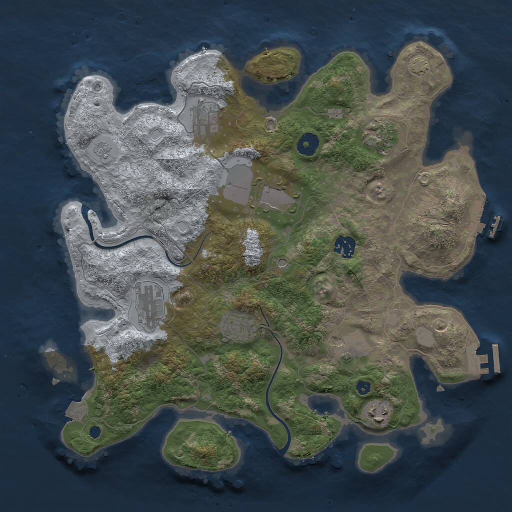 Rust Map: Procedural Map, Size: 3500, Seed: 743928617, 14 Monuments