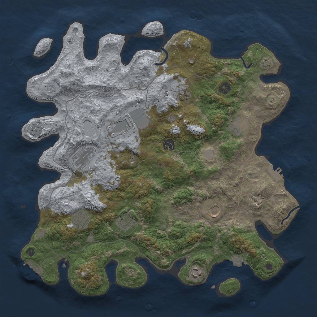 Rust Map: Procedural Map, Size: 4000, Seed: 19384267, 18 Monuments