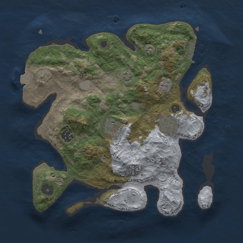 Rust Map: Procedural Map, Size: 3000, Seed: 1058750004, 10 Monuments