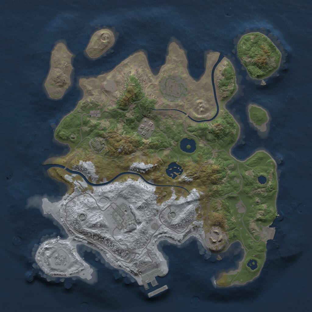 Rust Map: Procedural Map, Size: 3000, Seed: 1341032661, 10 Monuments
