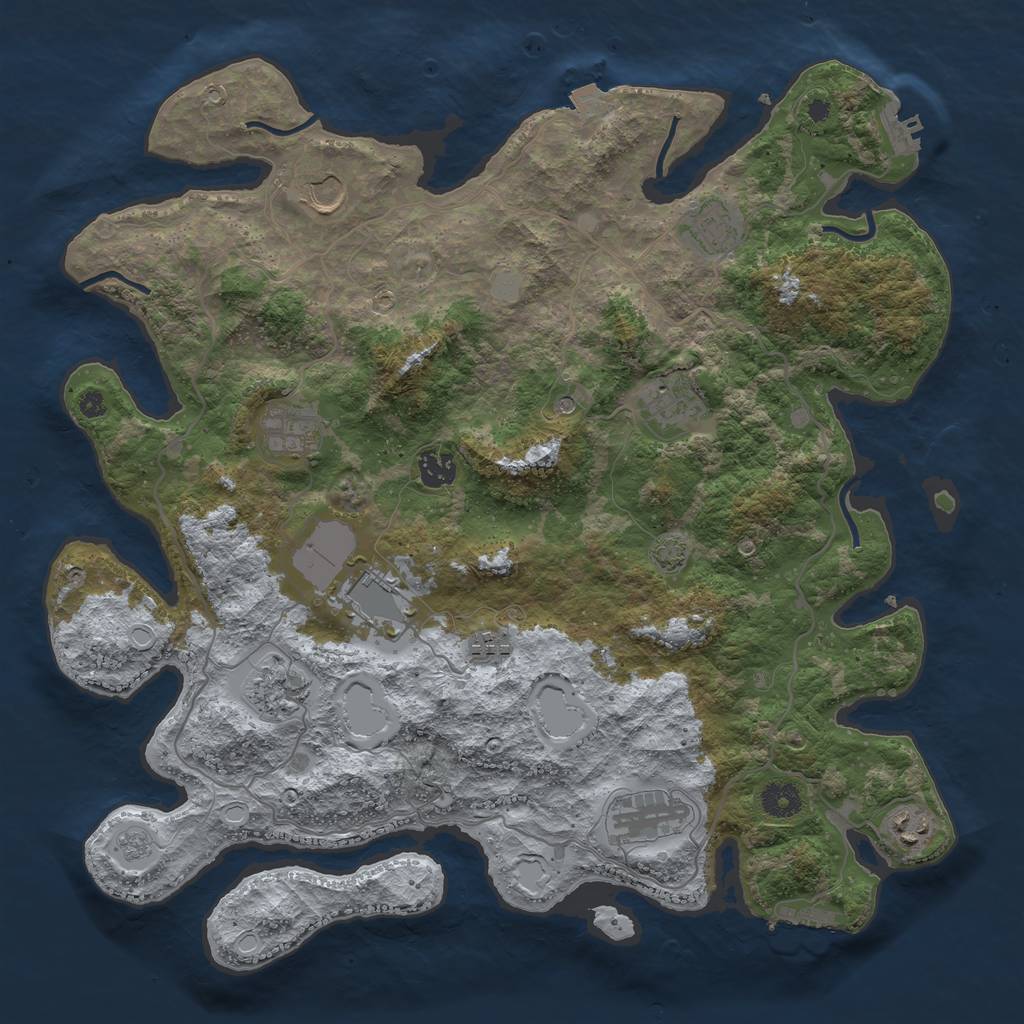 Rust Map: Procedural Map, Size: 4000, Seed: 524197371, 18 Monuments
