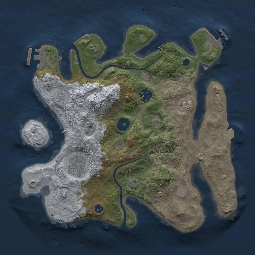 Rust Map: Procedural Map, Size: 3000, Seed: 904166728, 9 Monuments
