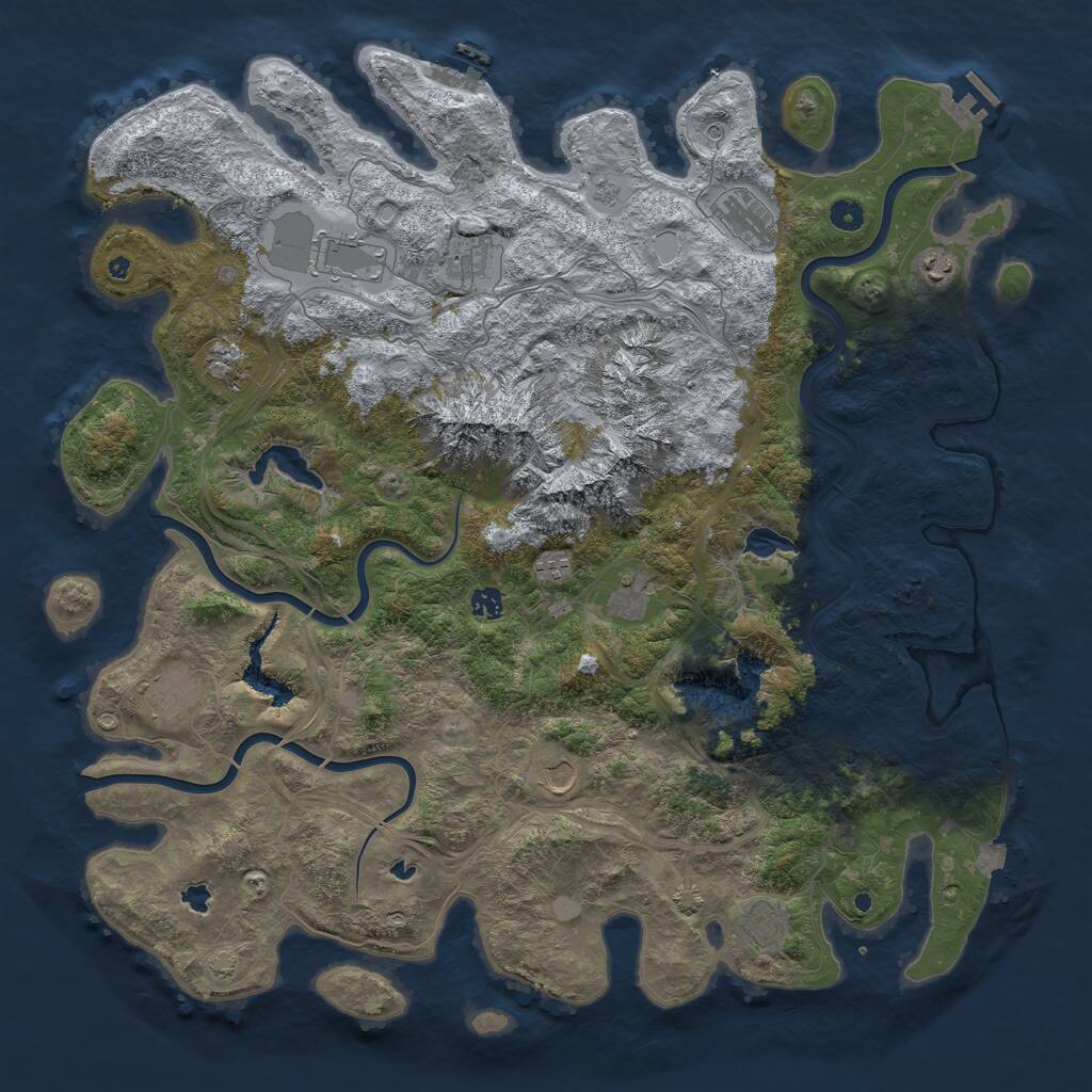 Rust Map: Procedural Map, Size: 5000, Seed: 945804049, 17 Monuments