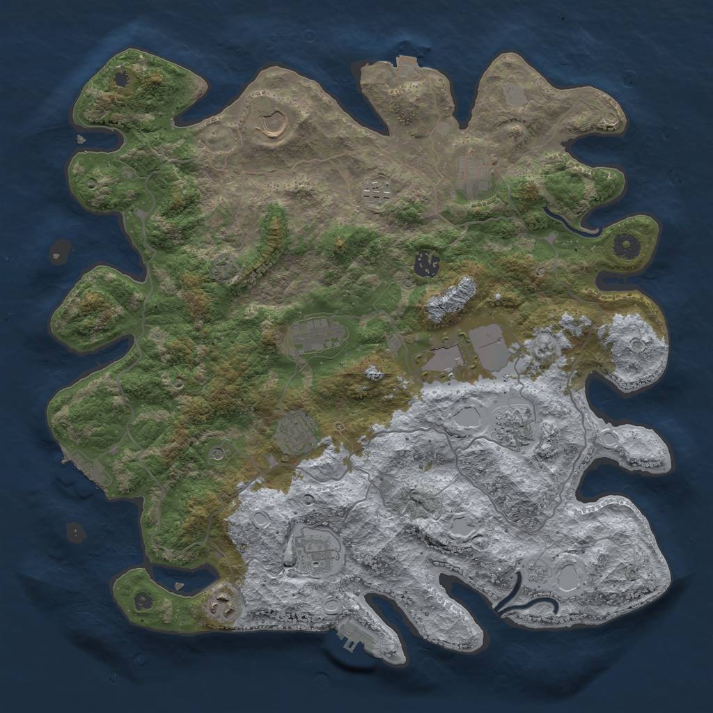 Rust Map: Procedural Map, Size: 4000, Seed: 213689754, 18 Monuments