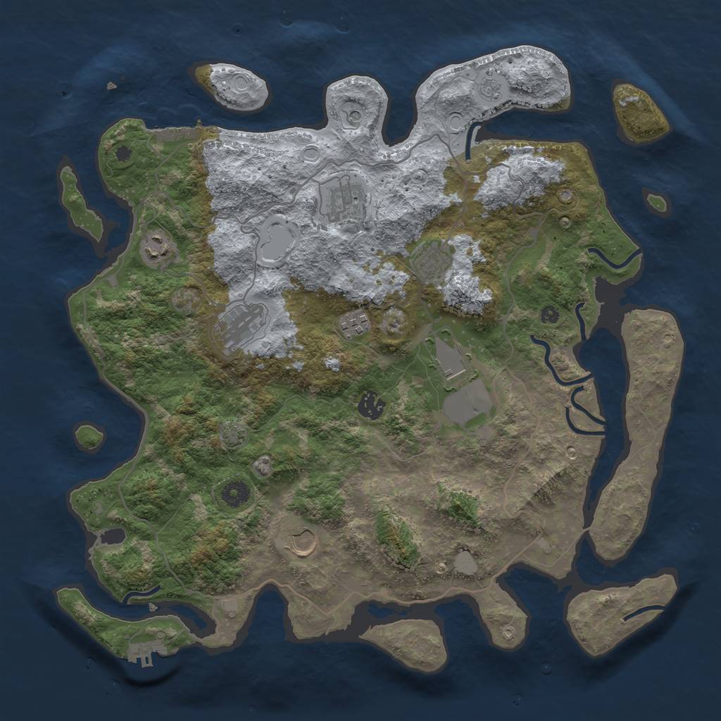 Rust Map: Procedural Map, Size: 4000, Seed: 37491267, 16 Monuments