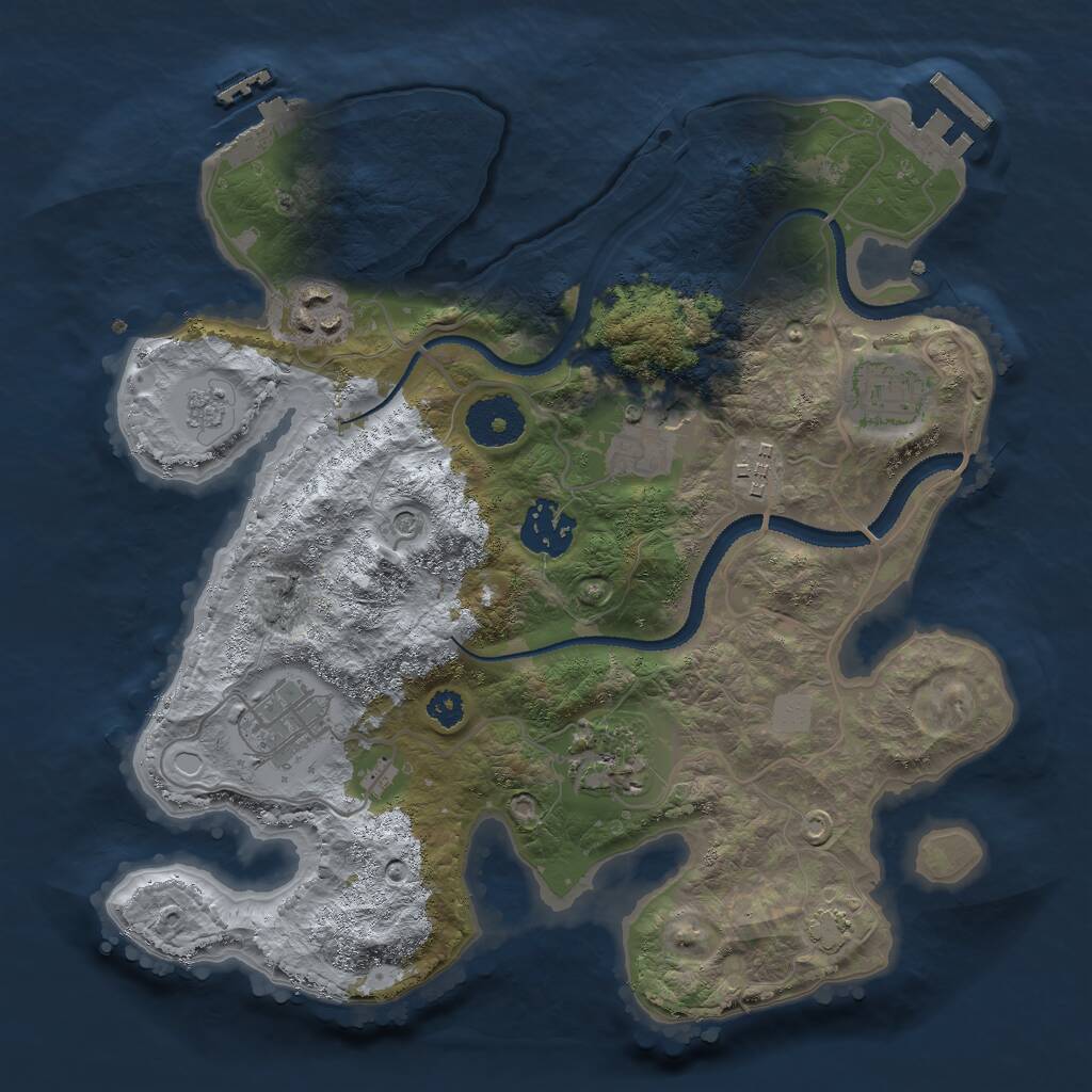Rust Map: Procedural Map, Size: 3000, Seed: 7458630, 13 Monuments