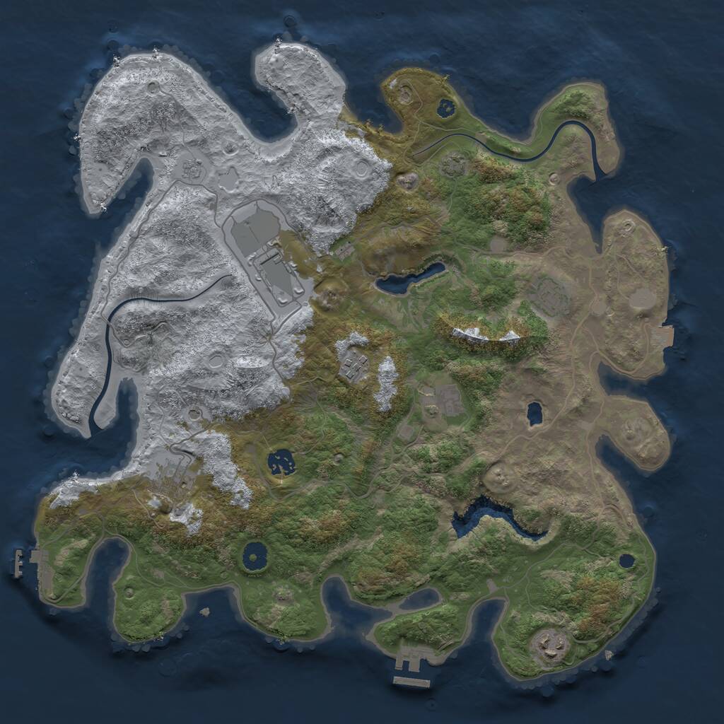 Rust Map: Procedural Map, Size: 4000, Seed: 528875663, 13 Monuments