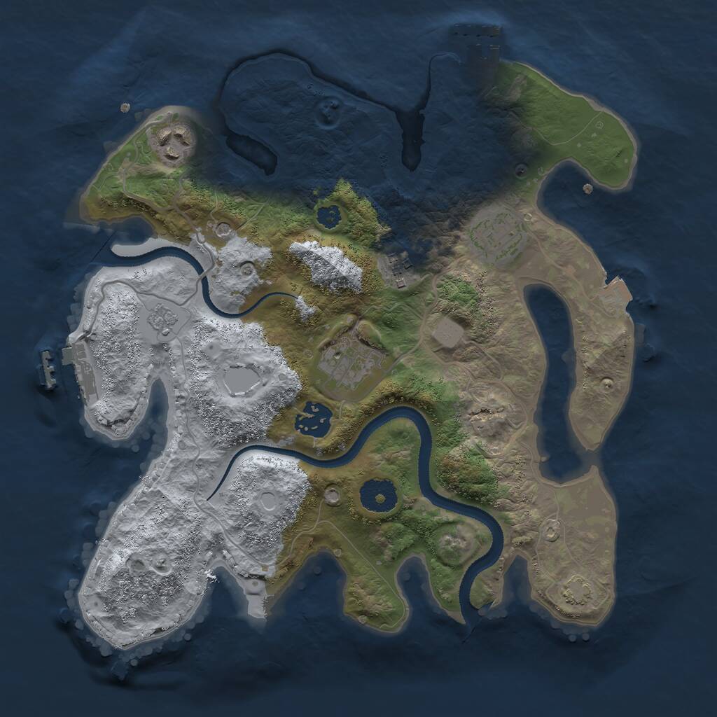 Rust Map: Procedural Map, Size: 3000, Seed: 2087791494, 11 Monuments