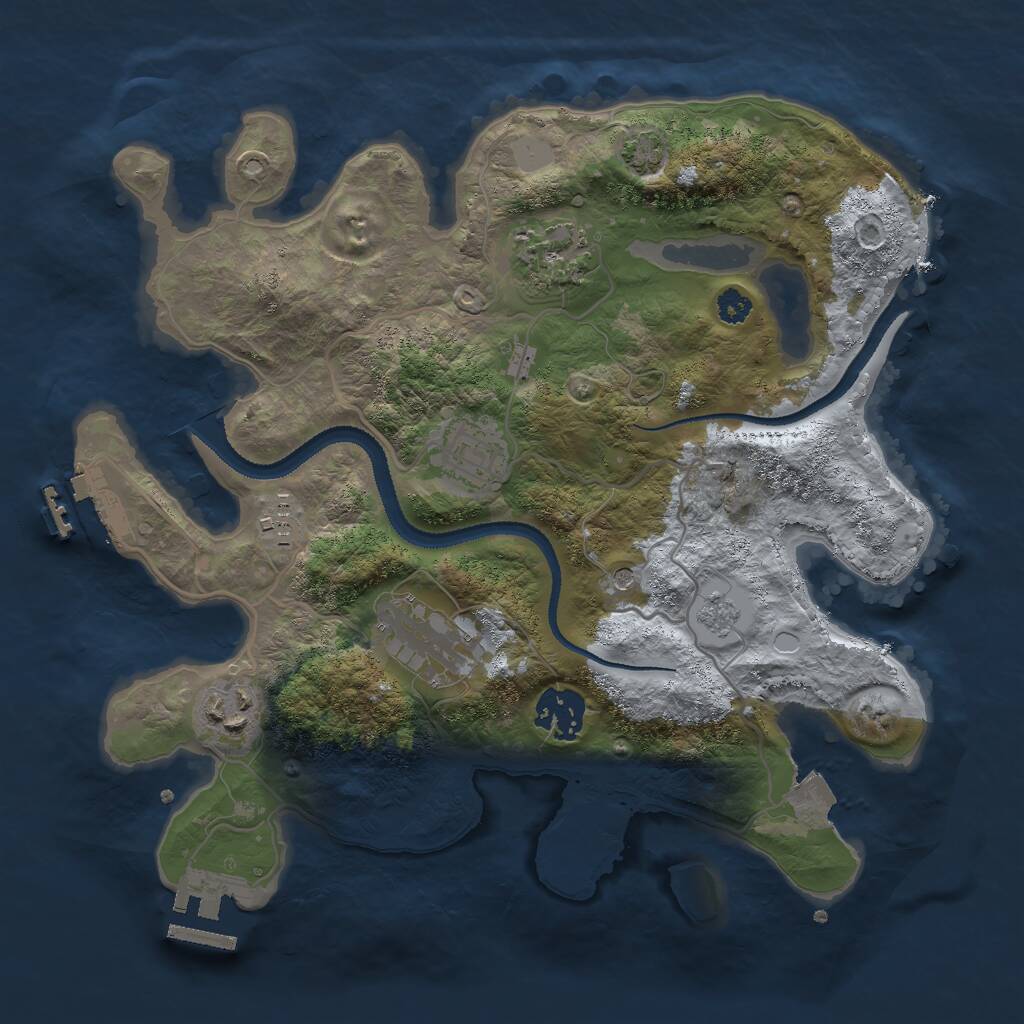 Rust Map: Procedural Map, Size: 3000, Seed: 1408441778, 12 Monuments