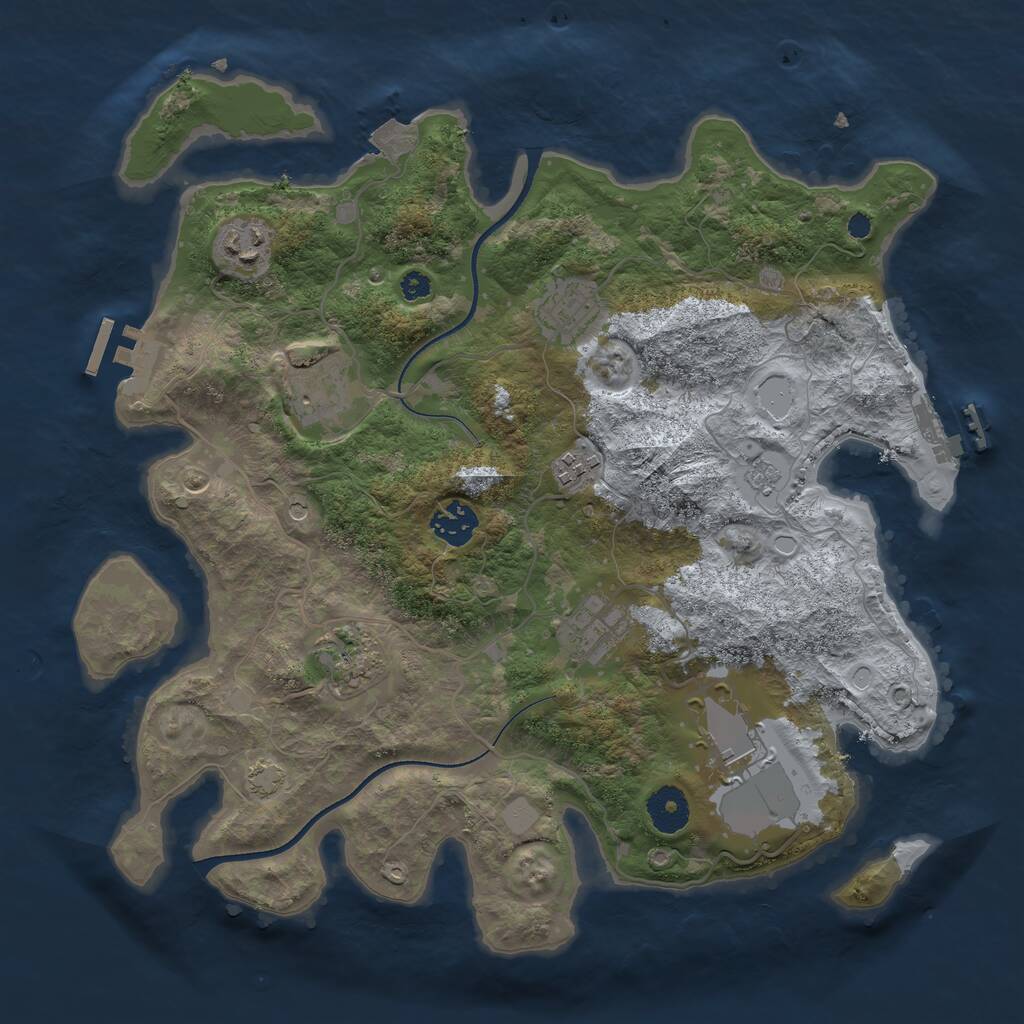 Rust Map: Procedural Map, Size: 3500, Seed: 1164467330, 14 Monuments
