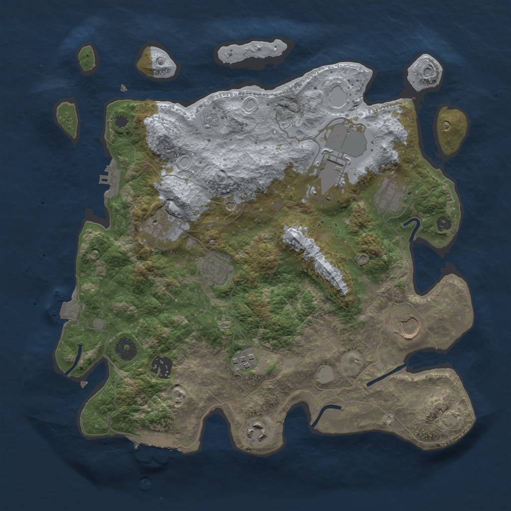 Rust Map: Procedural Map, Size: 3500, Seed: 90953595, 16 Monuments