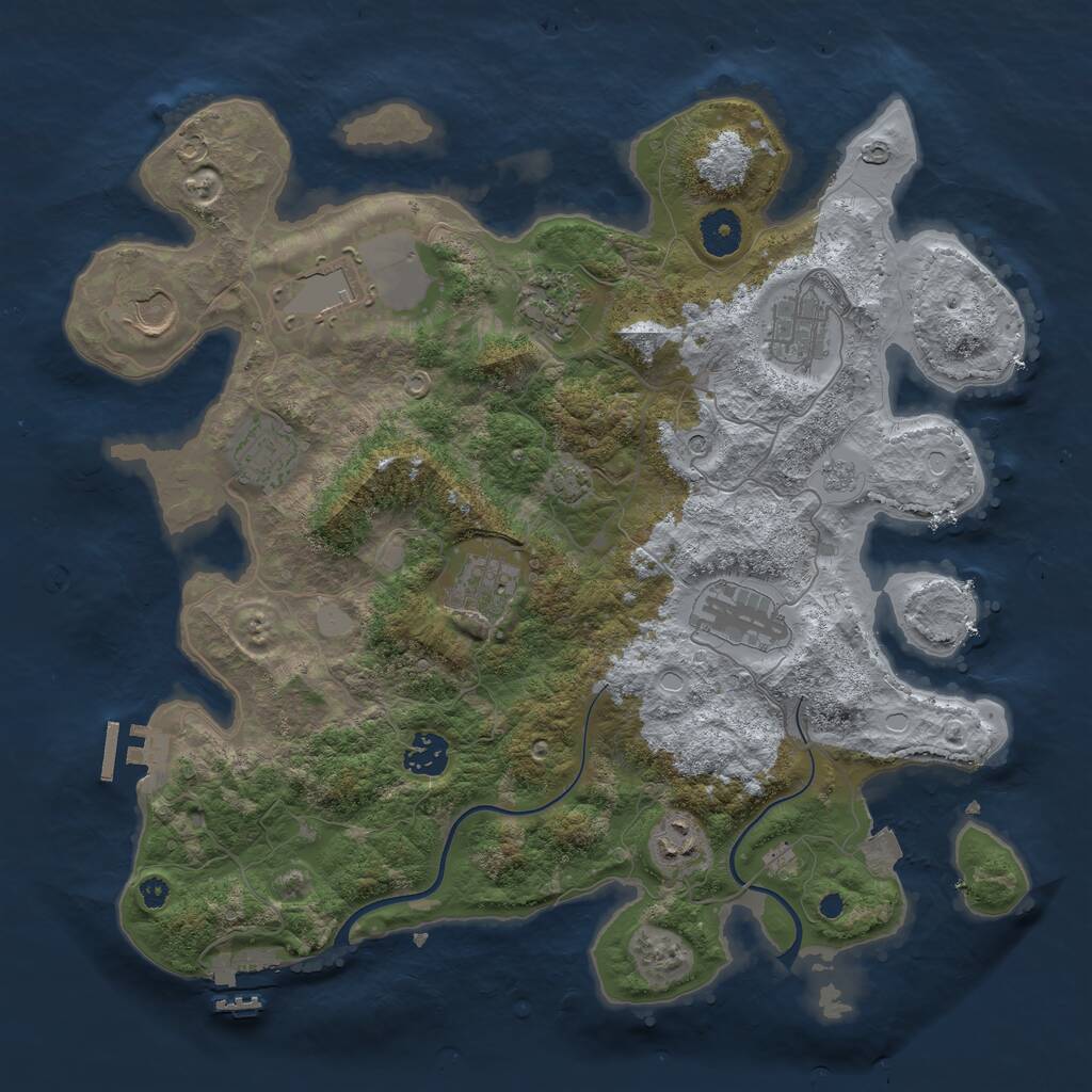 Rust Map: Procedural Map, Size: 3700, Seed: 1885627543, 15 Monuments