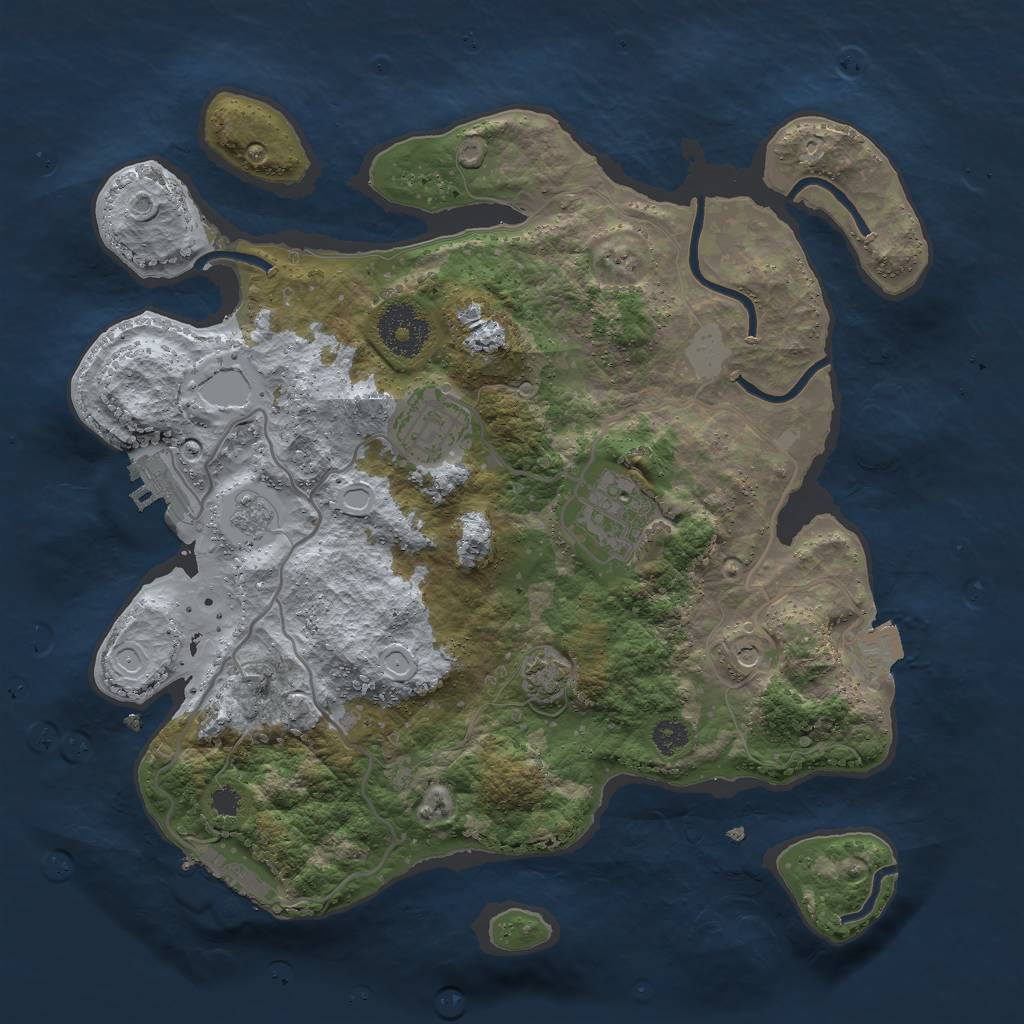 Rust Map: Procedural Map, Size: 3000, Seed: 8624751, 10 Monuments
