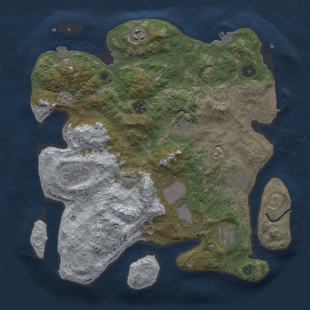 Rust Map: Procedural Map, Size: 3500, Seed: 2014096354, 16 Monuments