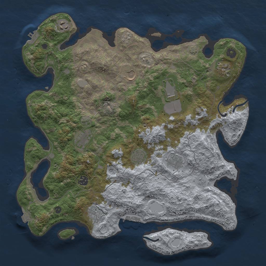 Rust Map: Procedural Map, Size: 4000, Seed: 726766206, 18 Monuments