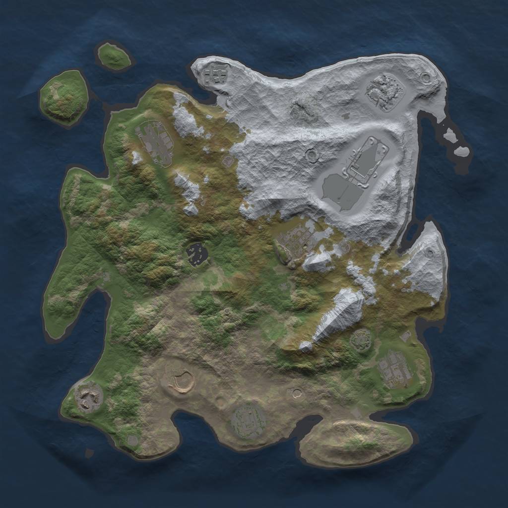 Rust Map: Barren, Size: 3500, Seed: 7723, 14 Monuments