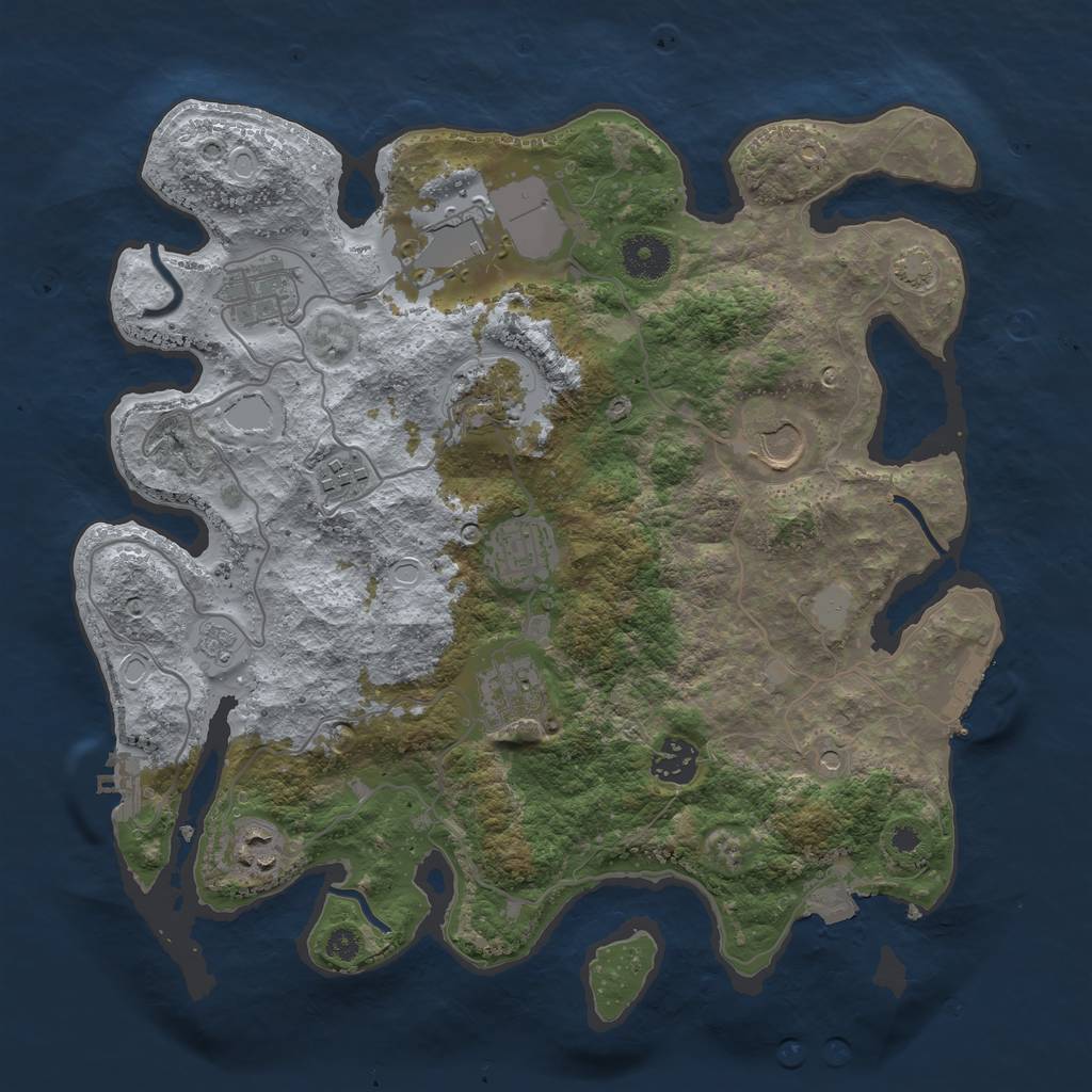 Rust Map: Procedural Map, Size: 3500, Seed: 1467936749, 17 Monuments